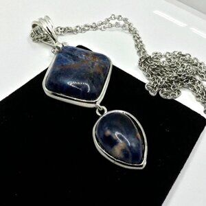 NEW Blue Sodalite Gemstone Geometric Necklace